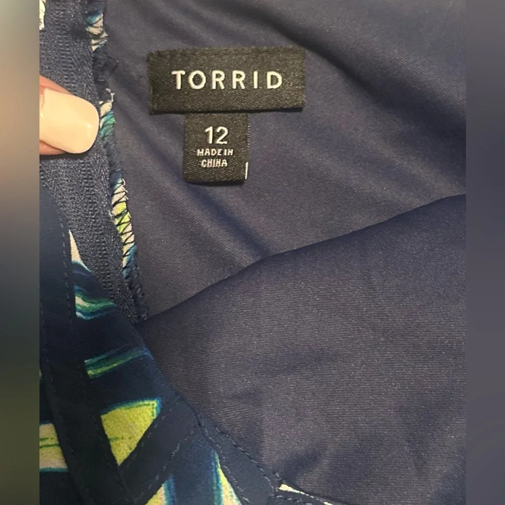 Women’s Torrid Blue Green Chevron Sleeveless Chiffon Maxi Resortwear Vacation 12